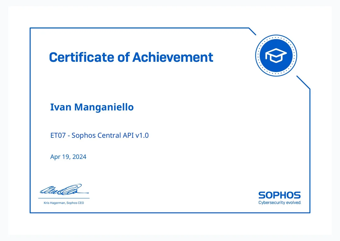 Certificado ET07 - Sophos Central API v1.0