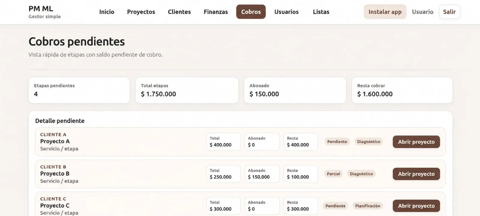 Interfaz editada de AdminFlow 4