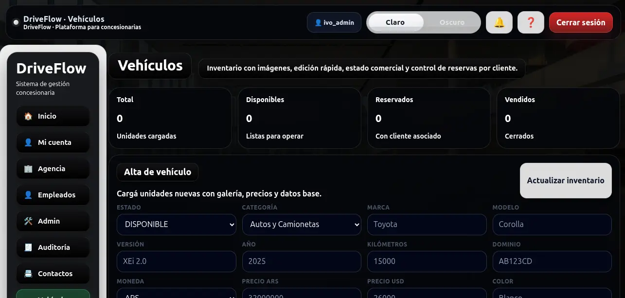 Interfaz editada de DriveFlow 4