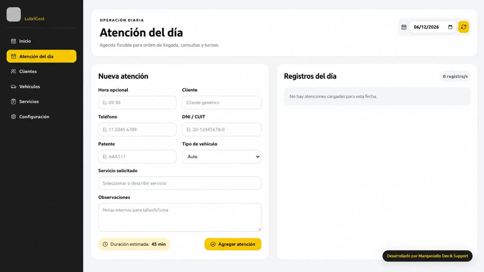 Interfaz editada de LubriGest 3